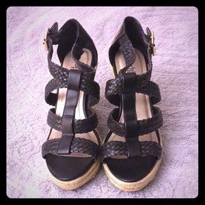 Black wedge strap shoes from Charlotte Russe